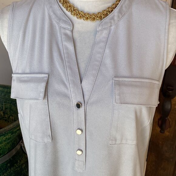 Lite grey Faux Suede sleeveless dress by Alfani size 10 - Picture 4 of 10